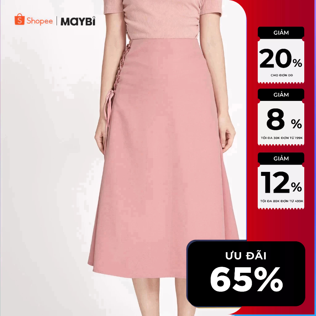 MAYBI Chân váy midi xòe phối đan dây