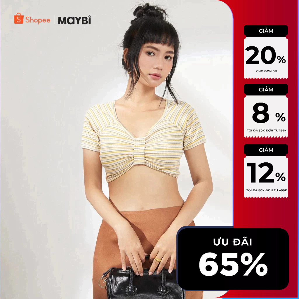 MAYBI Áo croptop thun kiểu nơ