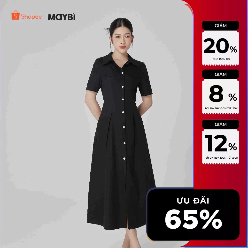 Đầm Maybi gài nút ôm bố thái