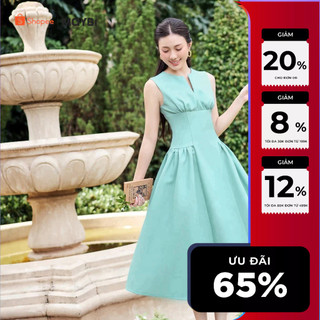 Đầm xoè midi pho xéo phối tùng nhún kiểu Maybi