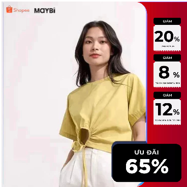 MAYBI Áo suông lai cutout cột nơ