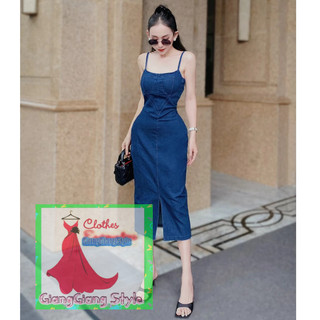 VÁY JEANS BODY 2 DÂY XẺ TRƯỚC 200924