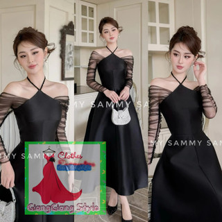 VÁY TAPTA XÒE CỔ YẾM PHỐI TAY LƯỚI TRỄ VAI 290824