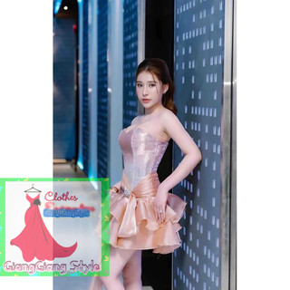 VÁY CÚP THÂN KIM SA PHỐI TÙNG XÒE TẦNG ĐÍNH PHỤ KIỆN 040624