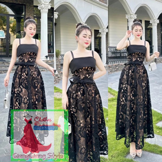 VÁY REN HOA VINTAGE CỘT EO DÂY PHỐI DÂY KÉP 140824