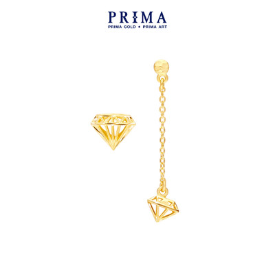 PRIMA Bông Tai Vàng 24K - Hình Kim Cương ( Chuôi + Chốt 18K) - 111E3867