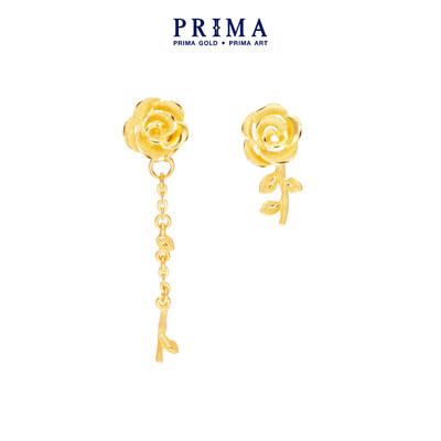 PRIMA Bông Tai Vàng 24K - Hình Hoa Hồng ( Chuôi + Chốt 18K) - 111E3866
