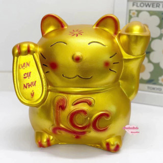 Ống tiết kiệm tạo hình Mèo tài lộc cầm thỏi vàng linh vật phong thuỷ chiêu Tài quà tặng khai trương TIỆM MẸ SODA 
