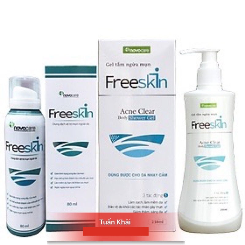 [CHÍNH HÃNG] XỊT MỤN LƯNG NGỰC VÀ GEL TẮM FREESKIN NOVOCARE - chai 80ml