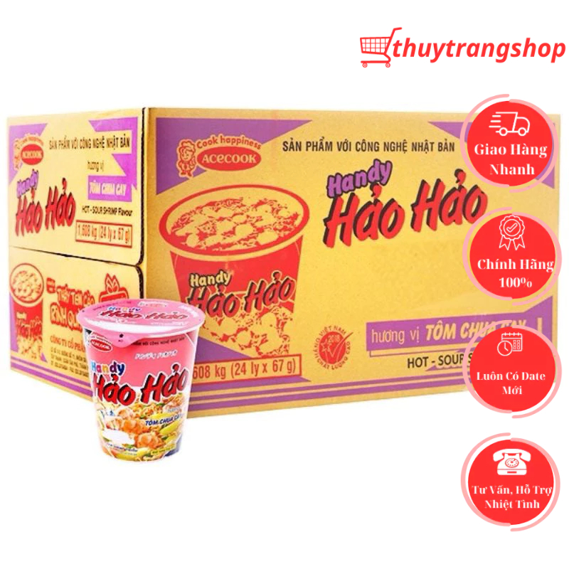 Thùng 24Ly Mì Ly Hảo Hảo Tôm Chua Cay 67g
