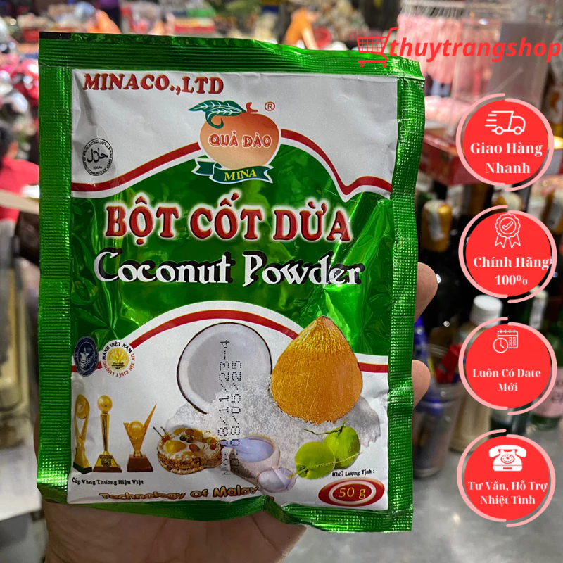 Bột Cốt Dừa Minaco Quả Đào Gói 50g