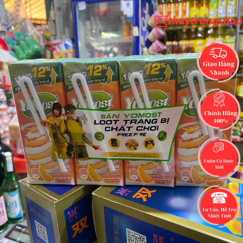 Lốc 4 Hộp Sữa Yomost Cam Dâu 180ml