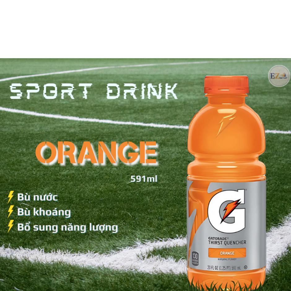 [8 chai] Nước giải khát Gatorade Orange (vị cam) 591ml,Date: 05.25