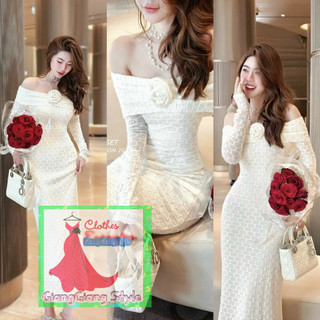 VÁY REN LỖ FORM BÚT CHÌ DÀI VAI TRỄ KẾT HOANOOIR PHÍA TRƯỚC 110324