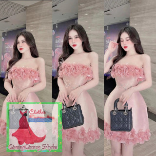 VÁY TAPTA XÒE ĐÍNH HOA VOAN NỎI 080924
