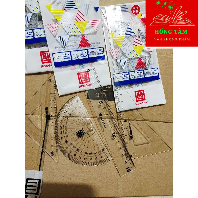 Combo 2 Bộ eke thước kẻ đo góc đo độ Hồng Hà