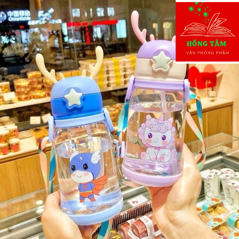 Bình nước kute 500ml sừng hươu (có nhận khắc tên cho lớp)