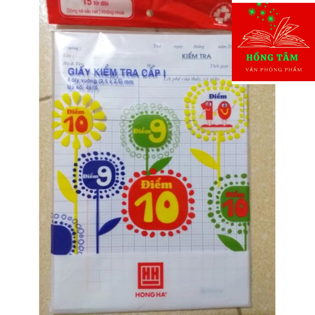 Combo 3 Tập Giấy kiểm tra hồng hà 4 ô li 4919= 45 tờ đôi
