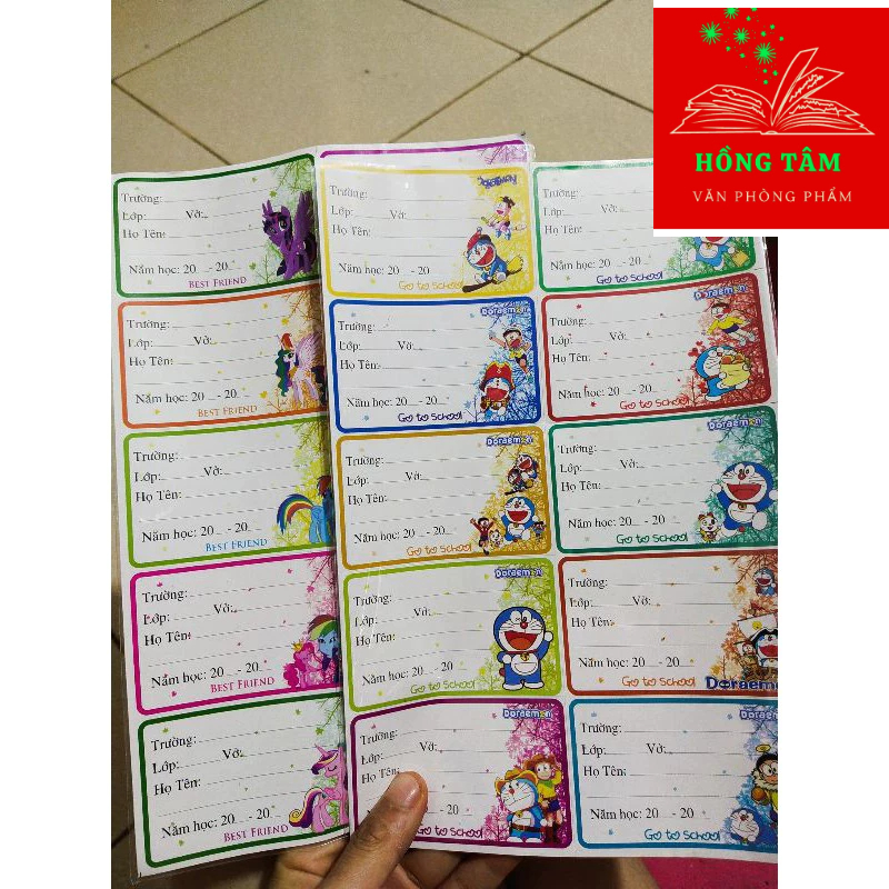 Combo 2 Tập = 60c nhãn vở decan 10 ô