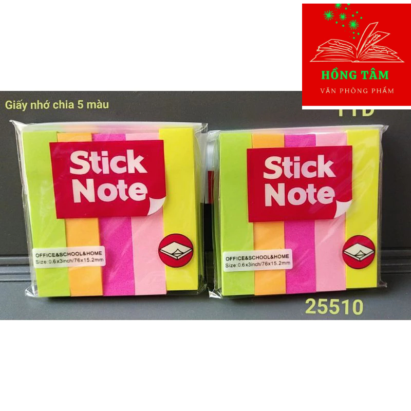 Combo 3 tập Giấy nhớ 5 màu (giấy note chia 5 màu) wintex