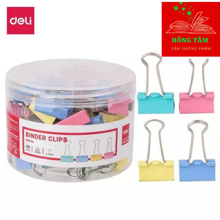 Hộp 48c kẹp bướm kẹp màu 25mm deli 8554