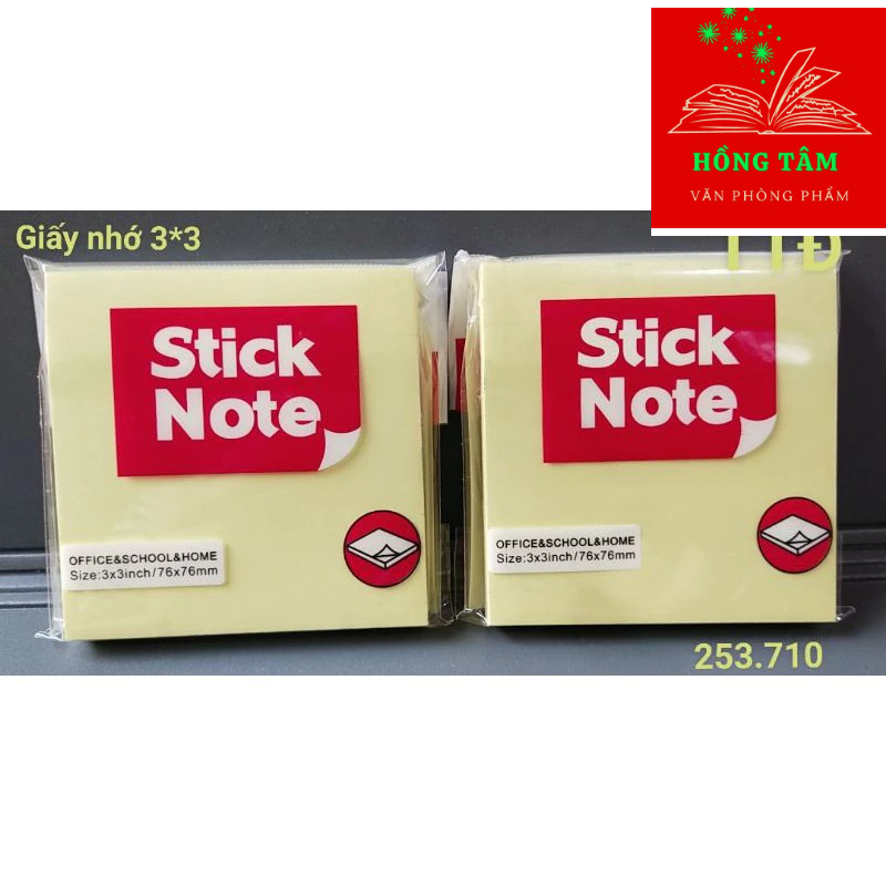 Combo 5 tệp Giấy nhớ 3*3 màu vàng, nhiều màu(giấy note )