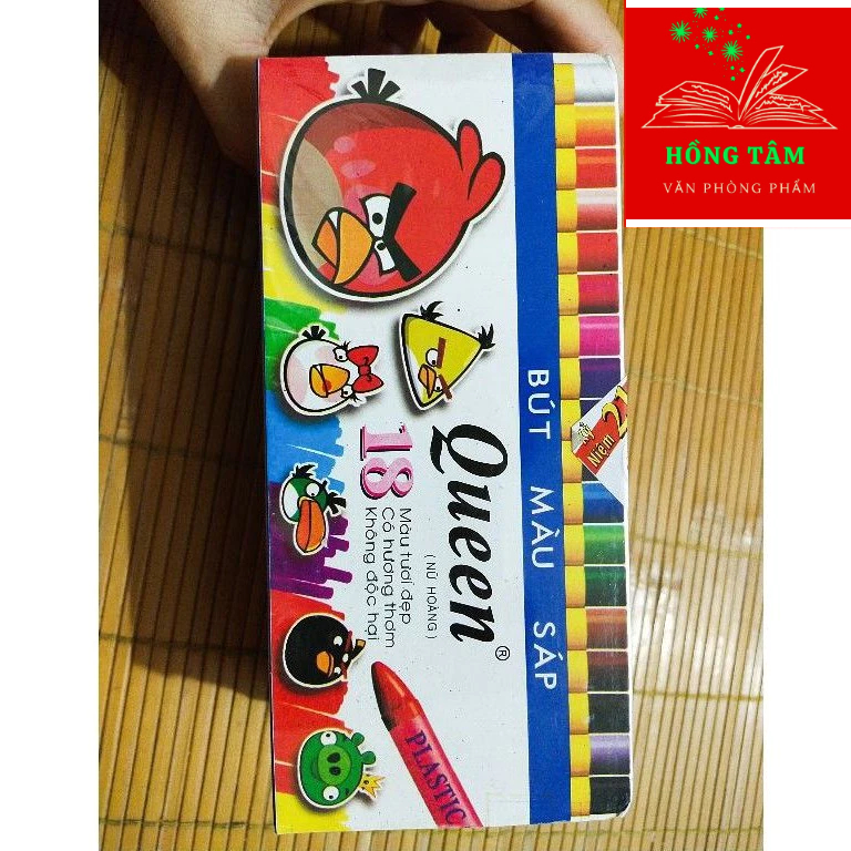 Combo 2 hộp Sáp Queen 18 màu, kèm phòng tránh tô màu.