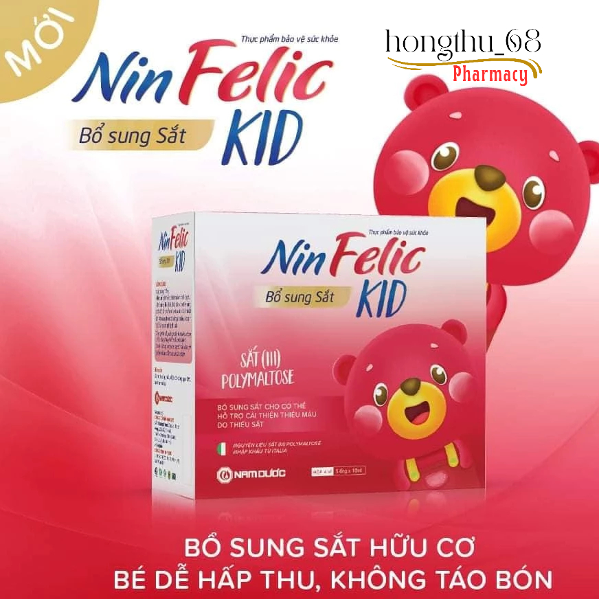 Siro Nin Felic KID bổ sung sắt III cho cơ thể hộp 20 ống