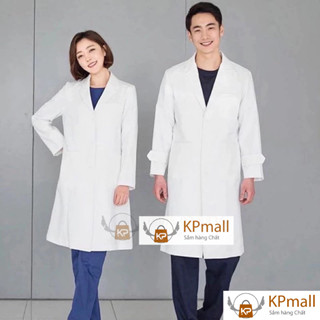  Áo choàng Blouse Trắng Bác Sĩ dài tay ngắn tay Nam Nữ kiểu dáng Hàn Quốc-Áo blu cổ Vest Cotton Cao Cấp 