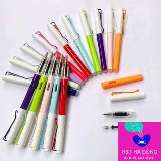  Combo 5 chiếc Bút máy tẩy được thân nhỏ nắp trắng 858 bơm mực ngòi êm trơn 