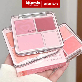  Phấn má hồng Judydoll 4 ô Màu má hồng và bắt sáng Tự Nhiên Làm Sáng Gương mặt Cho Mọi Tone Da 9g 