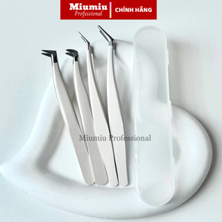 Nhíp gắn lông mi giả, mi chùm chất liệu sắt không ghỉ kèm hộp đựng