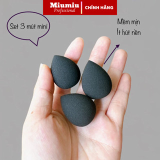 Set 3 bông mút trang điểm mini màu đen siêu mềm đàn hồi tốt