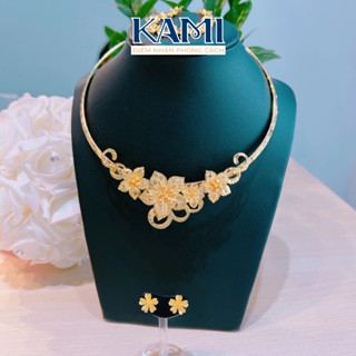 Bộ kiềng cưới cô dâu hoạ tiết hoa mai mạ vàng 24k Kami 