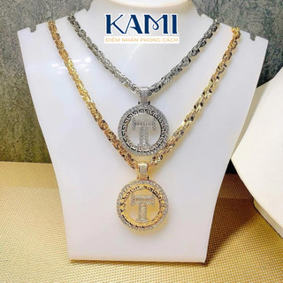  Dây chuyền xoắn vuông 7 ly kèm mặt chữ T tròn bự  Kami trang sức sỉ 
