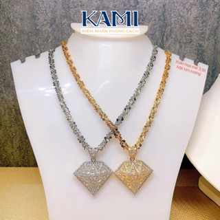 Dây chuyền xoắn hoa mai kèm mặt kim cương baguet LỚN Kami trang sức sỉ 