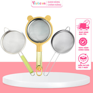 Rây Lọc Inox Cao Cấp YEUBEVN Chịu Nhiệt Cao Tay Cầm Chắc Chắn Lọc Rây Nước Ép Bột Cháo Thức Ăn Cho Bé Ăn Dặm