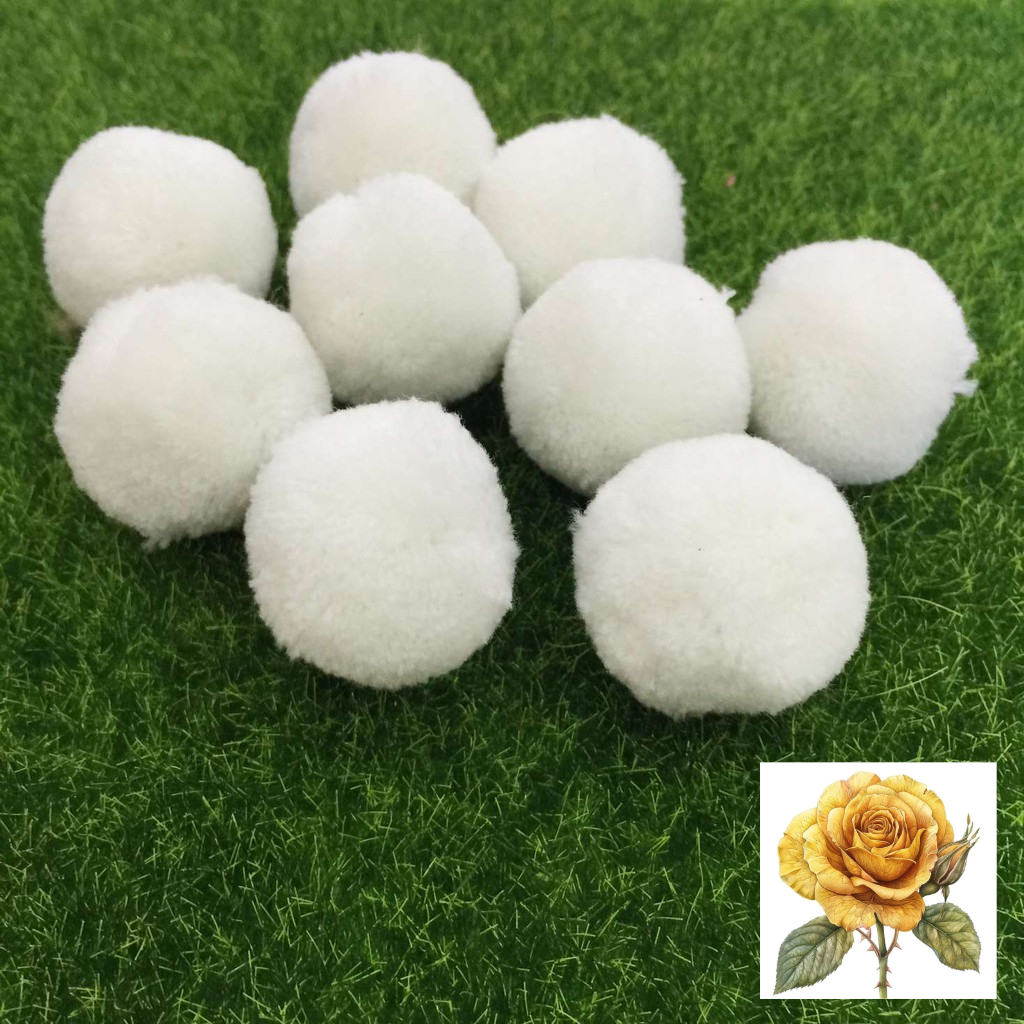Ba cục bông len tròn 3cm - màu ngẫu nhiên
