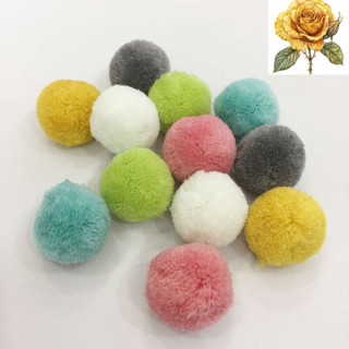 Ba cục bông len tròn 3cm - màu ngẫu nhiên
