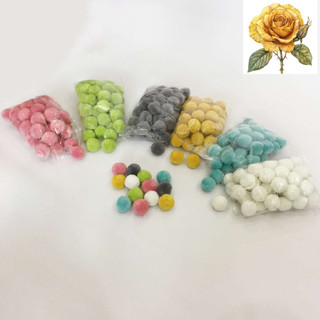 Ba cục bông len tròn 3cm - màu ngẫu nhiên