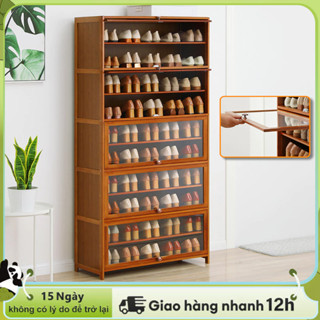 LACCOHUG kệ giày gỗ cửa gấp gỗ tre tự nhiên kệ giày gỗ sơn bóng chống nước, mối mọt cao cấp