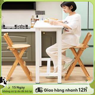 Woodland Ghế quầy bar ban công cao mặt gỗ cao su có thể gấp lại