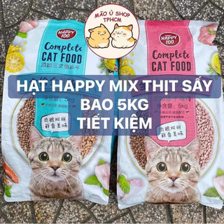   BAO 5KG  HẠT MIX THỊT WANPY HAPPY100 - HẠT THỨC ĂN DINH DƯỠNG CHO MÈO 