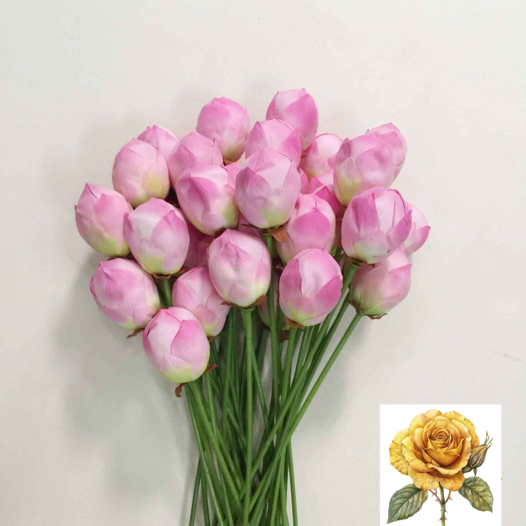 Cành hoa sen giả - cành sen vải lụa cao cấp