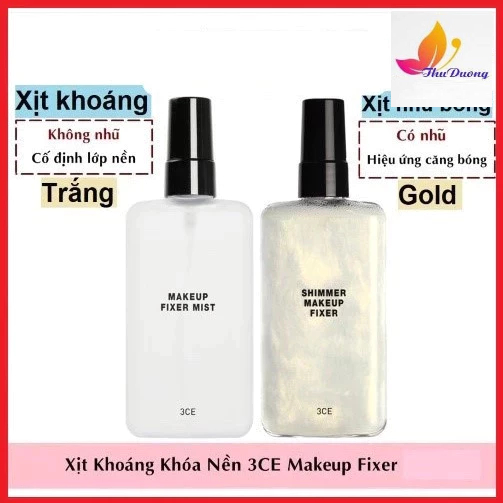 Xịt Khoáng Khoá Makeup 3ce Shimmer Makeup Fixer & Makeup Fixer Mist
