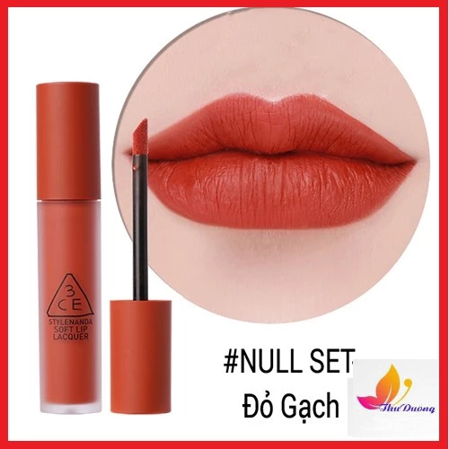 Son kem lì 3CE Soft Lip Lacquer #Null Set – Đỏ Gạch