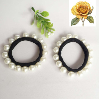 Dây thun cột tóc đính ngọc trai giả