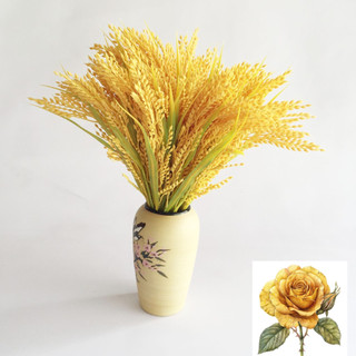 Bụi cây bông lúa vàng - cây hoa giả cao cấp