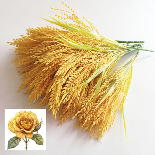 Bụi cây bông lúa vàng - cây hoa giả cao cấp