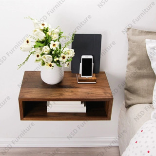 Bàn treo tường tủ kệ gỗ tab đầu giường thông minh nhỏ gọn tiện lợi giá rẻ treo vít âm tường dễ dàng lắp ghép